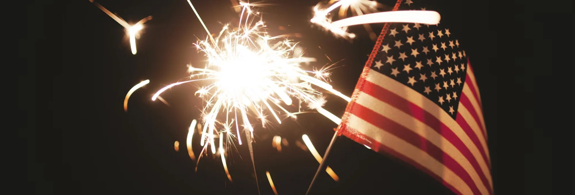 American flag and sparkler