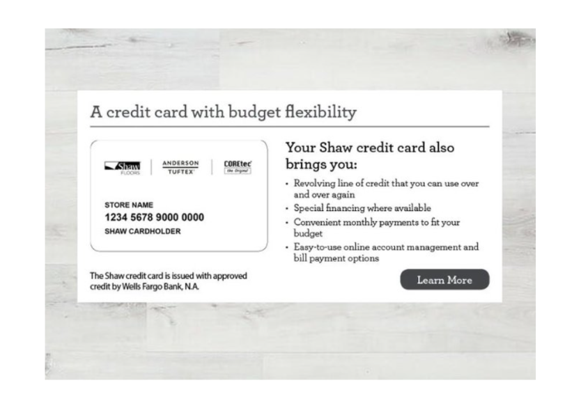 Wells Fargo Financing with Shaw Flooring