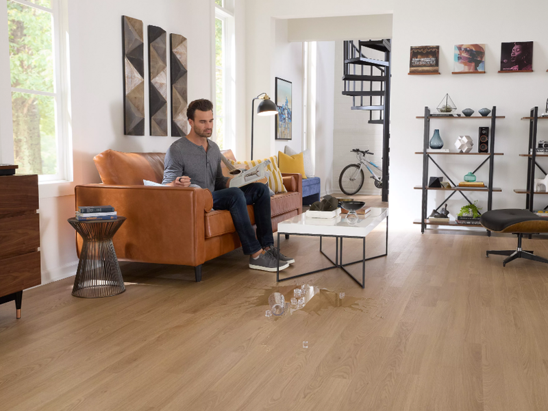 Water spilled on durable Pergo Extreme Flooring